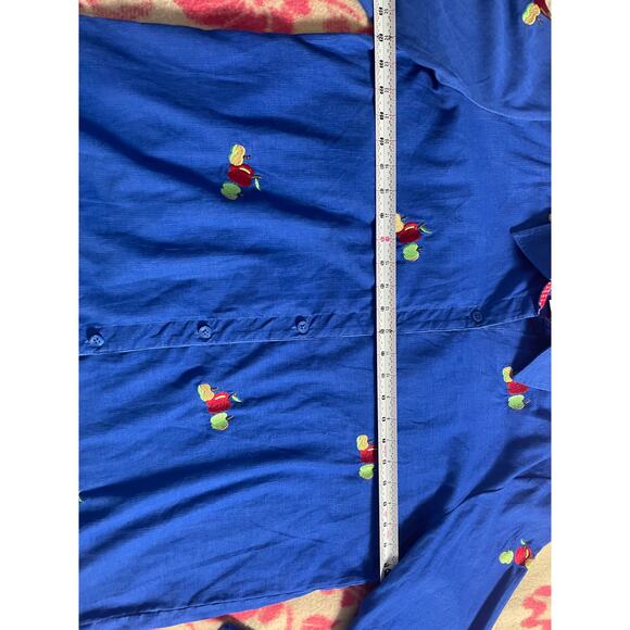 Vtg. Quacker Factory 100% cotton blue with apple embroidery casual SZ XL - Picture 7 of 8